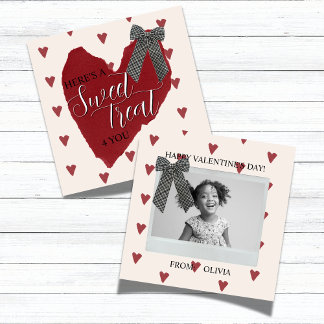 Gingham Bow Red Valentine's Classroom Photo Card Mitteilungskarte