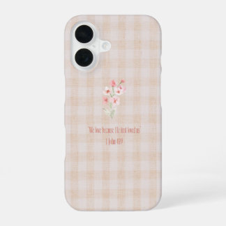 Gingham-Braun-Bibelvers iPhone 16 Handyhülle Hülle