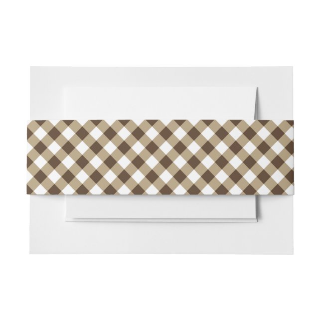 Gingham Brown White Einladungsbanderole (Vorderseite Beispiel)