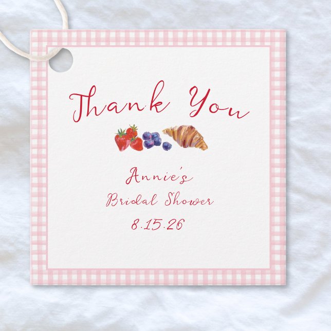 Gingham Brunch Brautparty Light Pink Vielen Dank Geschenkanhänger (Von Creator hochgeladen)
