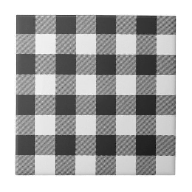 Gingham Buffalo Kariert White Tartan Kariertes Mus Fliese (Vorderseite)