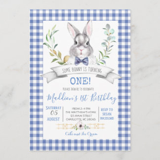 Gingham Bunny Geburtstagseinladung Einladung