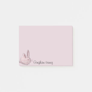 Gingham Bunny - rosa Post-it Klebezettel