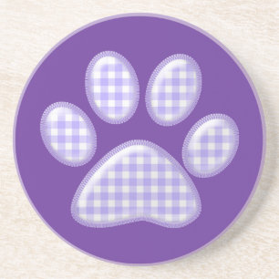 Gingham Cat Pfote - lila Untersetzer