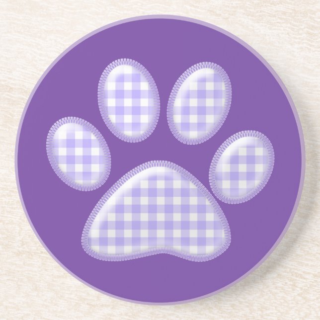 Gingham Cat Pfote - lila Untersetzer (Vorne)