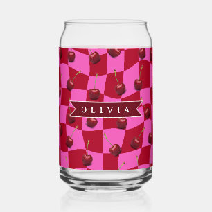 Gingham Cerise Personnalisé Rétro Nom Personnalisé