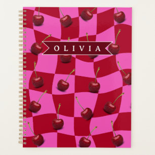 Gingham Cerise Personnalisé Rétro Nom Personnalisé