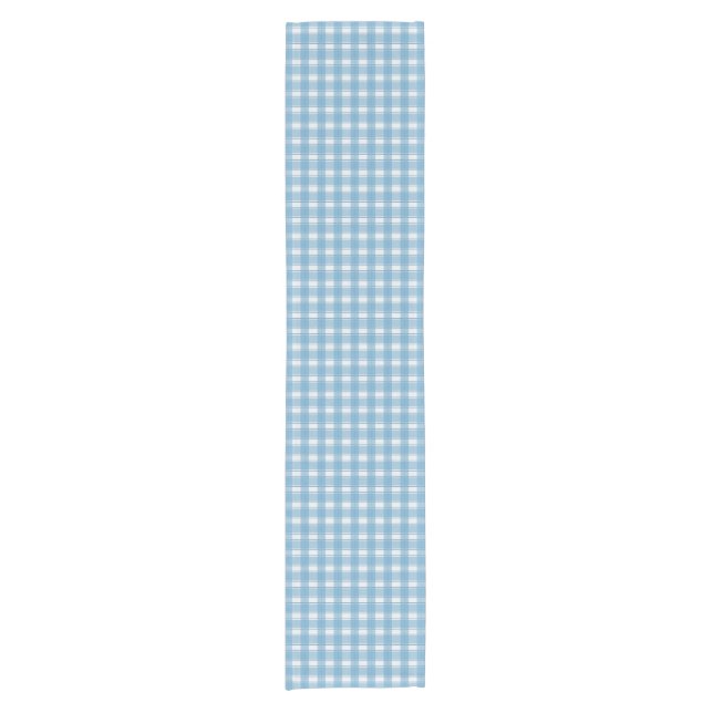 Gingham Charm Blau Kurzer Tischläufer (Vorderseite)