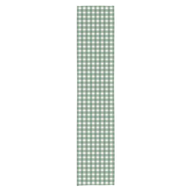 Gingham Charm Grün Kurzer Tischläufer (Vorderseite)