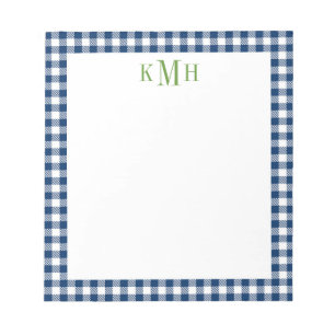 Gingham Check Border Navy Notizblock