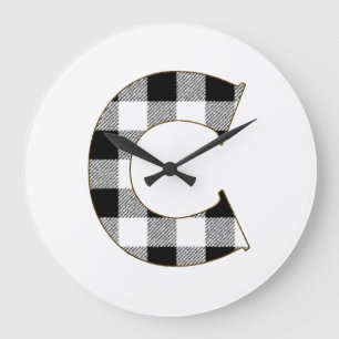 Gingham Check C Große Wanduhr