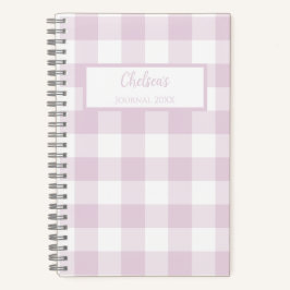 Gingham Check Pink Personalized Journal Notebook Notizbuch