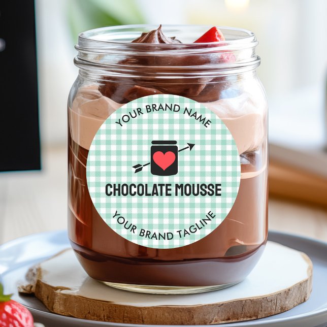 Gingham Checks Green Pattern Jar Label Business Runder Aufkleber (Gingham Checks Green Pattern Jar Label Business)