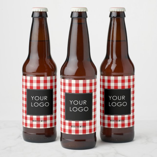Gingham Company Business Logo Social Media Bierflaschenetikett (Flaschen)