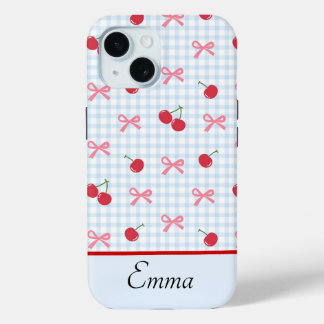 Gingham Coquette Bow Cherry iPhone Case 