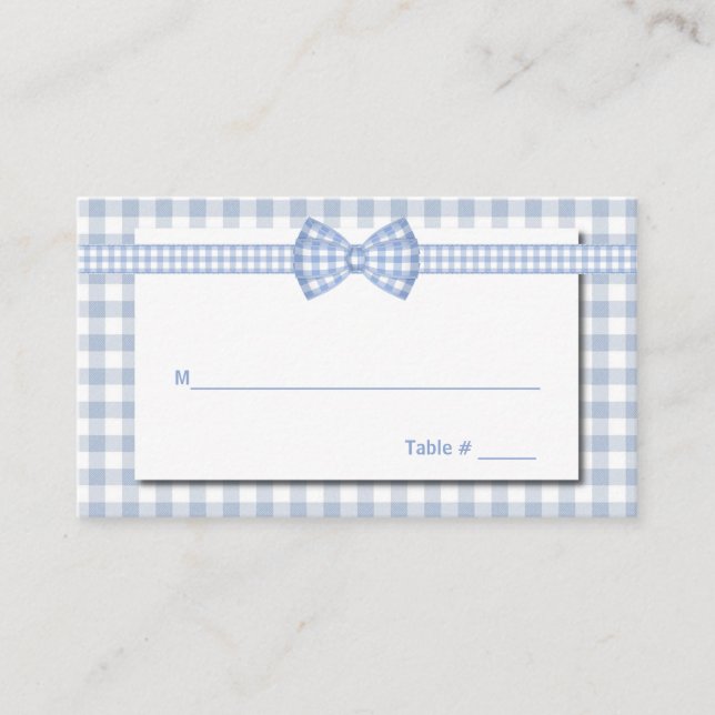 Gingham Country Chic Wedding Platzkarte (Vorderseite)