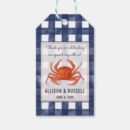 Gingham Crab Coastal Wedding Geschenkanhänger