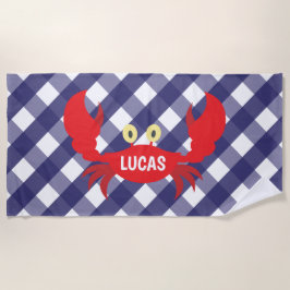 Gingham Crab Personalisiert Beach Handtuch