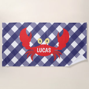 Gingham Crab Personalisiert Beach Handtuch