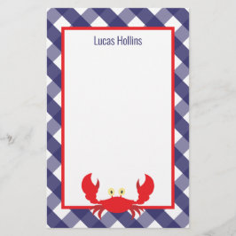 Gingham Crab Personalisiert Stationery
