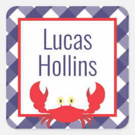 Gingham Crab Personalisiert Stickers