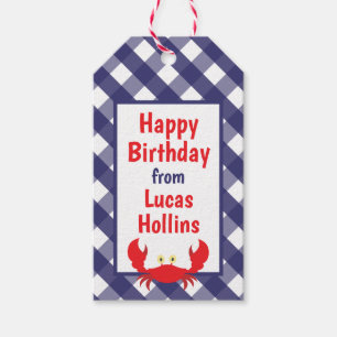 Gingham Crab Personalisierte Gift Tags Geschenkanhänger
