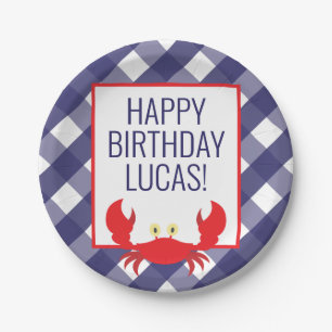 Gingham Crab Personalisierte Party Teller