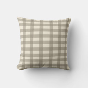 Gingham Cream und Toffee Kissen