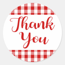 Gingham danke Ihnen, dass Sie Karierten Rot-Weiß-K Runder Aufkleber