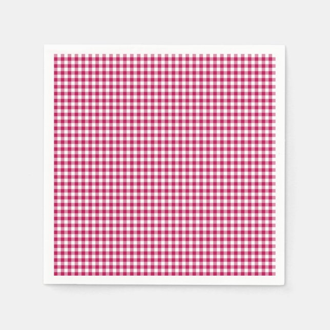 Gingham-Dark Pink Paper Napkins Serviette (Vorderseite)