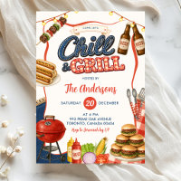 Gingham Denim Chill & Grill BBQ-Party-Einladung