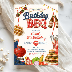 Gingham-Denim-Geburtstags-Einladung zur BBQ-Party  Einladung