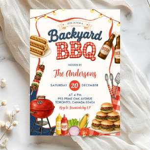 Gingham Denim Hinterhof-Grillparty-Einladung  Einladung