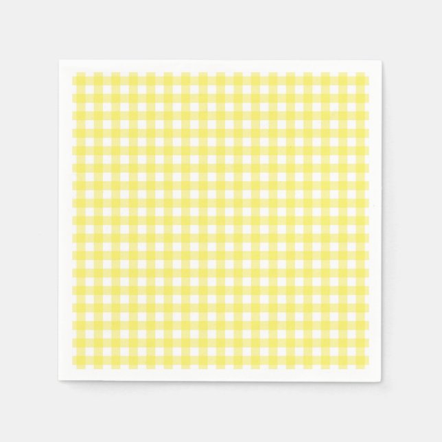 Gingham Design, gelb und weiß Serviette (Vorderseite)