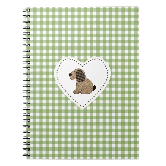 Gingham Dog im Herzen Notizblock (Vorderseite)
