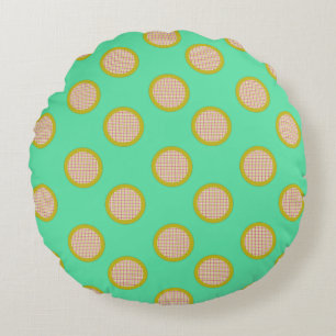 Gingham Dots, grünes Rundkissen Rundes Kissen