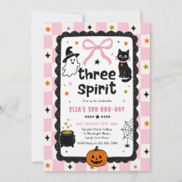Gingham Drei oder Spirit Halloween Geburtstagsfeie Einladung