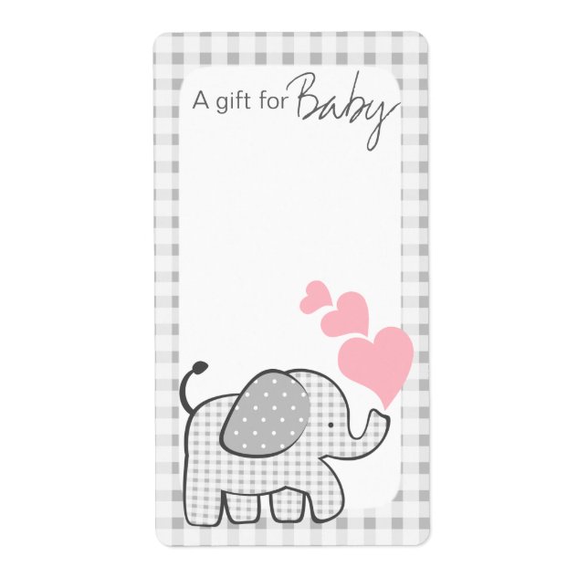Gingham Elephant Book Tags Rosa Herzen (Vorne)