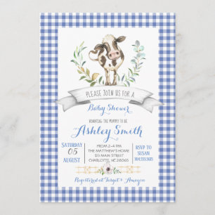 Gingham Farm Baby Dusche Einladung