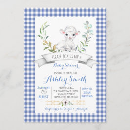 Gingham Farm Schafe Babydusche Einladung
