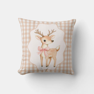 Gingham Fawn Holiday Kissen