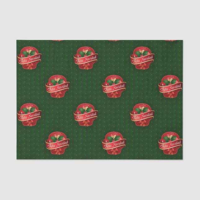 Gingham Feliz Navidad Seidenpapier (Vorderseite)