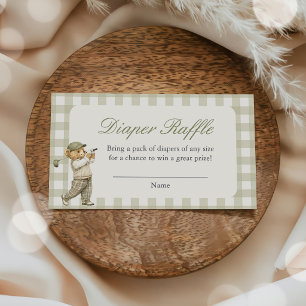 Gingham-Golf-Baby-Shower-Windel-Raffel Begleitkarte