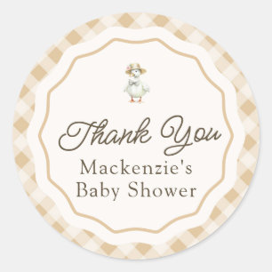 Gingham Goose Baby Dusche Danke Sticker
