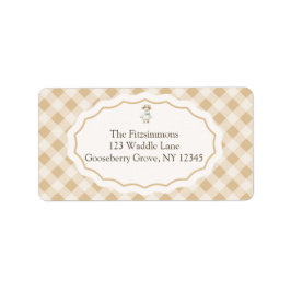 Gingham Goose Baby Dusche Rücksendeadresse Etikett Adressaufkleber