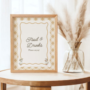 Gingham Goose Baby Shower Food & Drinks Unterschri Poster
