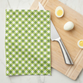 Gingham Green White Simple Geschirrtuch