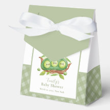 Gingham Greenery Sweet Pea in Pod Baby Dusche