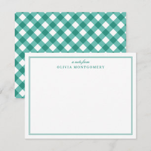 Gingham Grün und Weiß Persönlich Mitteilungskarte