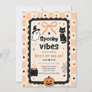 Gingham Grusel-Vibes Halloween Geburtstag  Einladung